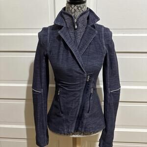 Lululemon Ride On Moto Blazer Jacket Size 4 Deep Indigo $168